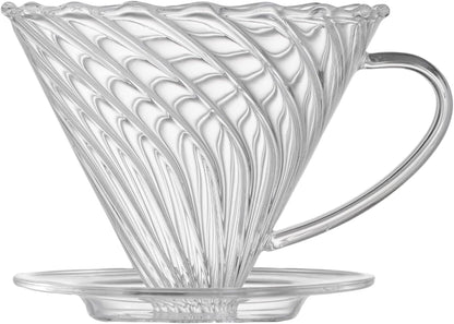 Coffee Dripper, Resuable Pour Over Coffee Maker With Handle, Slow Brewing Coffee Pour Over for Cafe, Travel, Home&Offices, Single Cup Coffee Pour Over, #02 (Borosilicate Glass, 1-4 Cups)