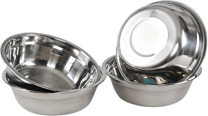 Xyskin Set of 4 Stainless Steel Mixing Bowl Set, Metal Serving Bowls, Great for Cooking, Baking, Prepping