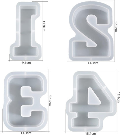 ESEDAGE 7 inch Number Resin Mold 7 Inches 9 Pack Arabic Alphabet Mold 0-9 Alphabet Mold Silicone Mold for Resin Handmade Letter Resin Casting Mold Alphabet Soap Making Molds