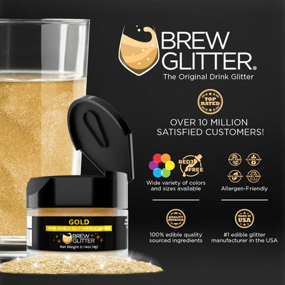 Brew Glitter Gold Edible Drink Glitter 1x 4g Jar for Cocktails, Beer, & Beverages
