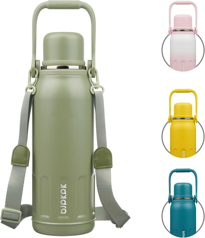 BJPKPK Insulated 50oz Thermos Water Bottle with Lid and Carry Handle Insulated Stainless Steel Water Bottles for Outdoor Sports,Army Green