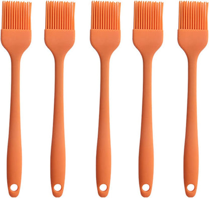 Silicone brush, Oil Brush for BBQ Kitchen Cooking Baking and Grilling (5 PCS,orange)
