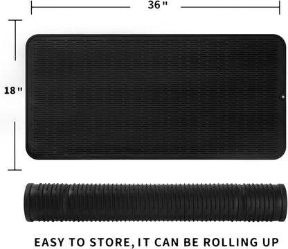 Silicone Dish Drying Mat for Multiple Usage,Easy clean,Eco-friendly,Heat-resistant Silicone Mat for Kitchen Counter or Sink,Refrigerator or Drawer Liner Black 5XL 36inches x 18inches