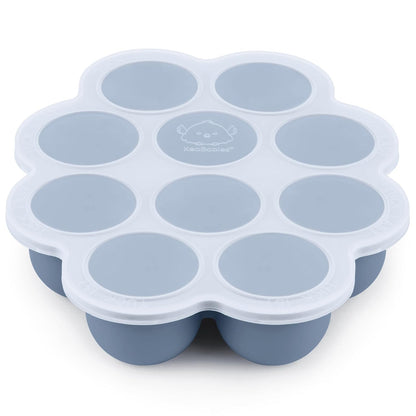 KeaBabies Silicone Food Freezer Trays with Lid, 2oz x 10 Pods Baby Food Storage Containers, Easy Puree Meal Prep, Breast Milk Silicone Freezer Molds, Dishwasher, Microwave Safe, BPA-Free (Slate)