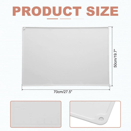 uxcell Silicone Pastry Mat, 27.5" x 19.7" Silicone Baking Mat with Measurements, Non-Stick Dough Rolling Mat for Making Pastry Cookies Bread Pizza White