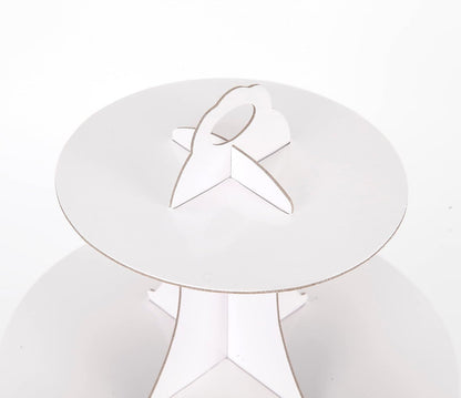 2Pcs 3-Tier Cupcake Stand, Cake Stand holder, Tiered DIY Cupcake Stand Tower for Dessert Table Displays, Birthday Theme Party Favors Decoration, Floral Tea Party, 12" W x 12.8" H, White