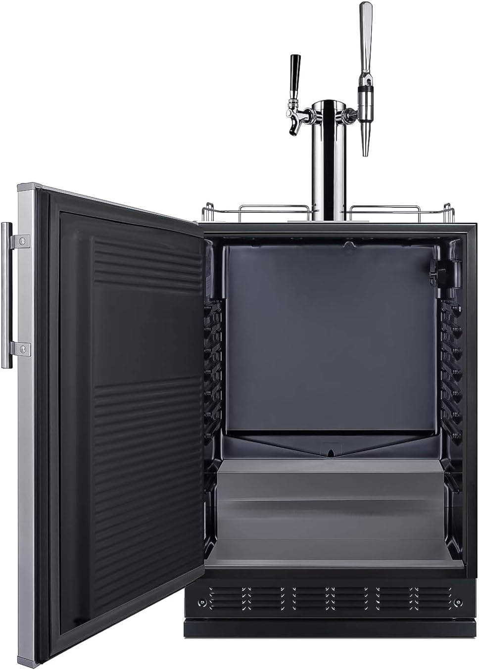 Summit Appliance 24" Wide Nitro-Cold Brew Coffee Kegerator/Refrigerator Combo, Black Interior, Caster Wheels, Residential/Commercial Use (LHD, Nitro-Cold Brew Coffee)