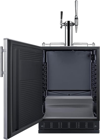Summit Appliance 24" Wide Nitro-Cold Brew Coffee Kegerator/Refrigerator Combo, Black Interior, Caster Wheels, Residential/Commercial Use (LHD, Nitro-Cold Brew Coffee)