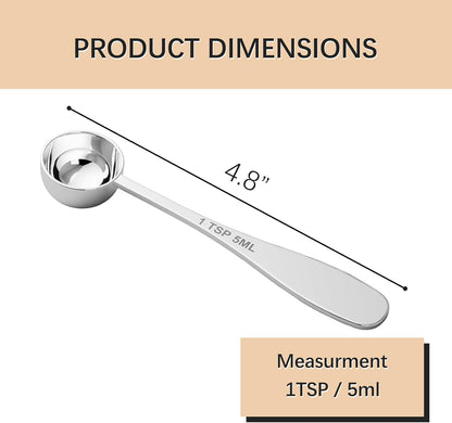 2PCS 1tsp(1/3tbsp, 5 ml) Single Measuring Spoon, Stainless Steel Individual Teaspoon, Metal Measure Scoop with Gift Box