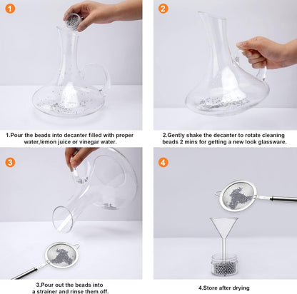 1000 PCS Decanter Cleaning Beads, 304 Stainless Steel Cleaning Balls for Glassware, Reusable Cleaning Beads for Wine Decanters Water Bottle Carafe and Vase