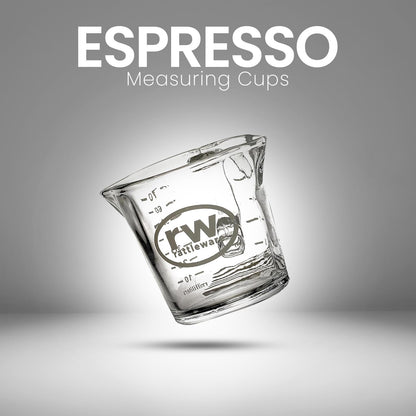 Rattleware 3 oz Espresso Shot Glass Pitcher – Double Spouted Genuine Barista Measuring Cup with White Graduations in ml & oz – High-Volume, Commercial-Grade for Swift Espresso Pouring & Precision