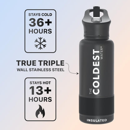 Coldest Insulated Water Bottle with Straw Lid - Stainless Steel Metal Insulated Bottle for Men & Women (Camouflage Flag, 32 oz)