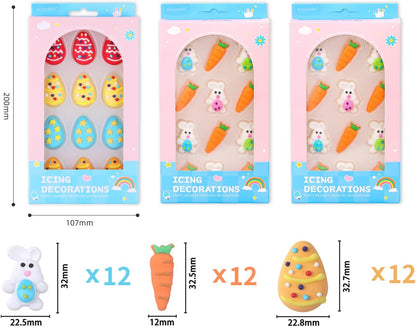 Edible Easter Cake Decorations for Cake Decorating, Carrot Cake Decorations, Bunny Cupcake Toppers for Easter Theme Cake, Macarons, Cookies, Waffles, Cakecircles