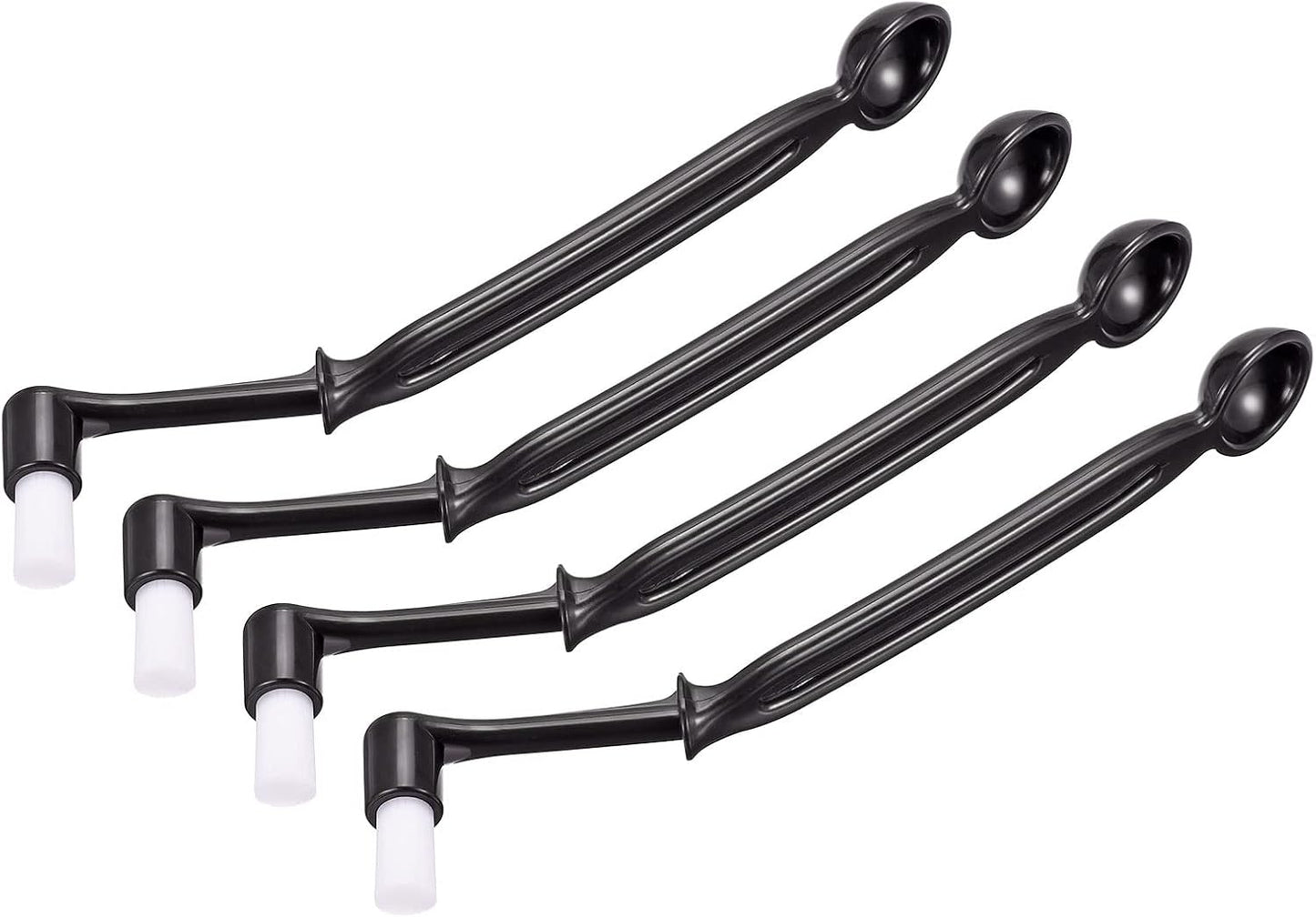 MECCANIXITY Coffee Machine Brush with Spoon, 8.23" Length Nylon Elbow Black for Cleaning Espresso Machines, Grinders Pack of 4