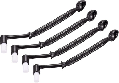 MECCANIXITY Coffee Machine Brush with Spoon, 8.23" Length Nylon Elbow Black for Cleaning Espresso Machines, Grinders Pack of 4