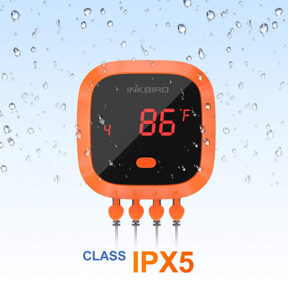 Inkbird Waterproof 150 FT Bluetooth Meat Thermometer IBT-4XC with Magnet, Timer, Alarm and 4 Probes, BBQ Grill Digital Wireless Meat Thermometer for Cooking, Smoker, Kitchen, Oven