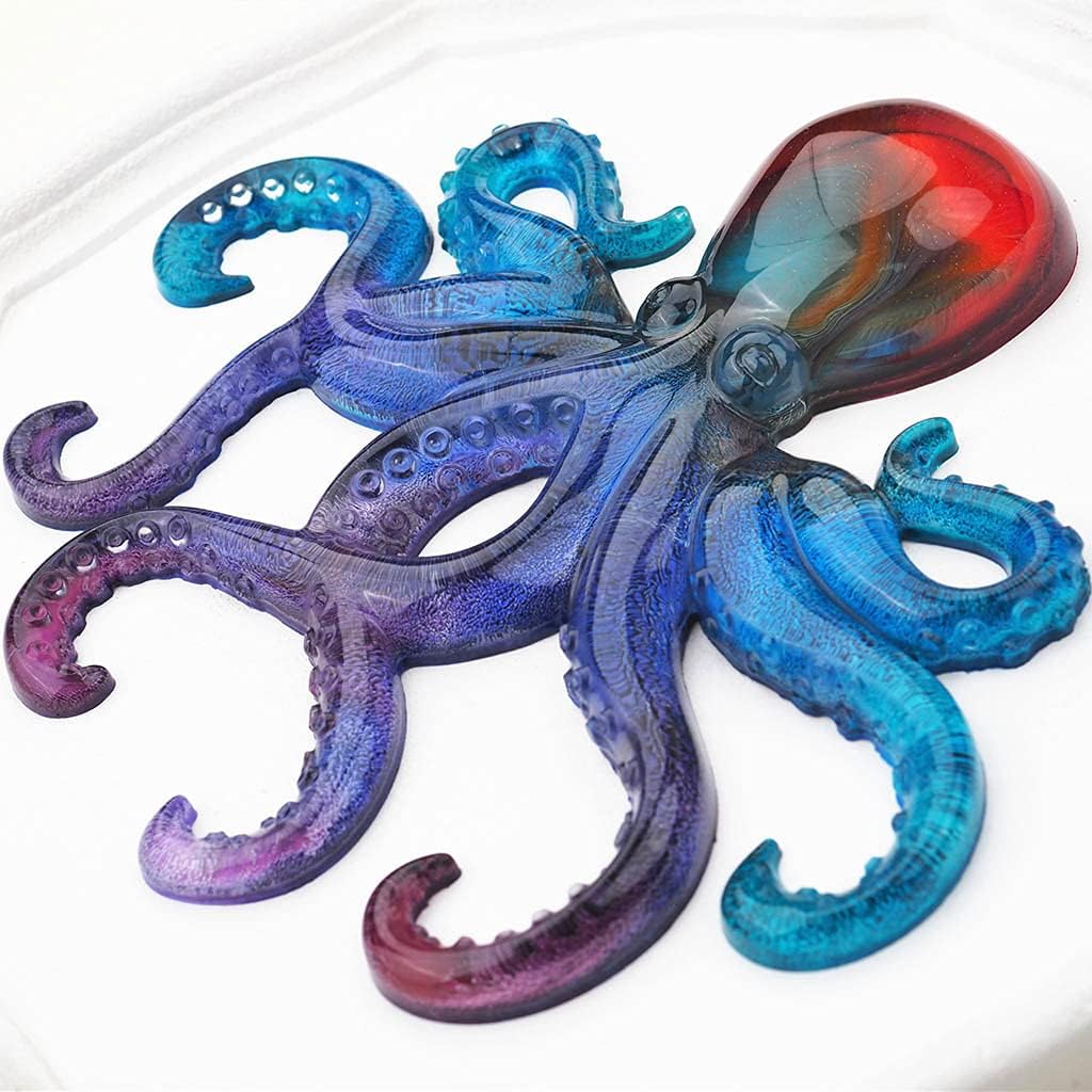 Octopus Resin Mold, Gasusen 2PCS 3D Large Sea Animals Octopus Silicone Molds for Epoxy Resin Casting, Wall Hanging Ornaments, Home Decor, Halloween Christmas Gifts, DIY Craft