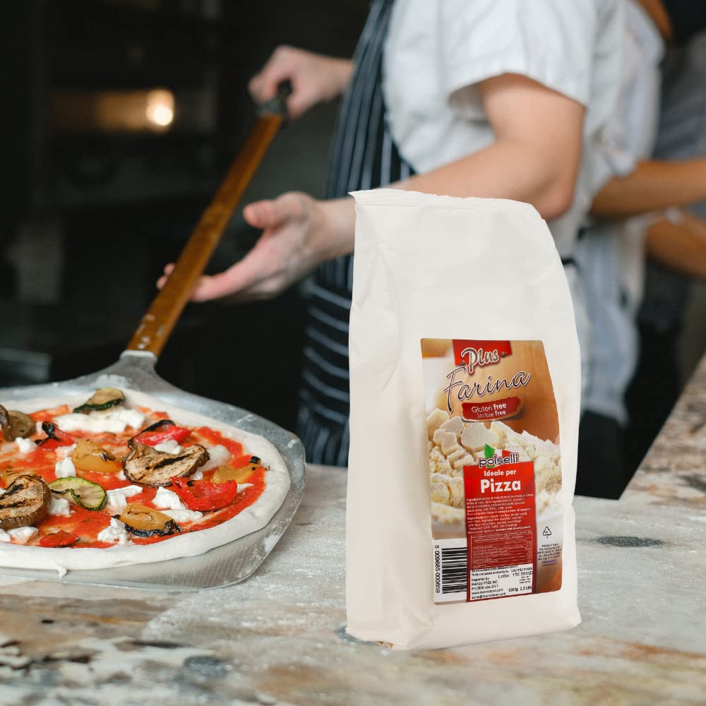 Gluten Free Flour, Pizza Flour, Lactose Free, 2.2lb, All Natural, Multi Purpose Flour & Starch Blend, for Baking Pizza, Bread, & Pasta, Product of Italy, Polselli