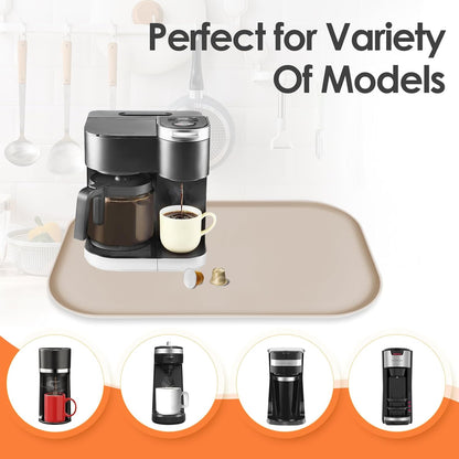 Silicone Coffee Maker Mat with Lip, 24'' x 16'' Heavy Duty Coffee Maker Mat for Countertops, Coffee Tray Fit Under Coffee Machine Appliance Automatic Machines Espresso Accessory, Khaki