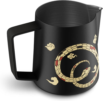 MHW-3BOMBER Espresso Steaming Pitcher Milk Frothing Pitcher Stainless Steel Milk Coffee Cappuccino Latte Art Barista Cup (5.0 Black(printing), 20 Ounces) P5161S-OS