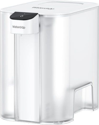 Waterdrop Large 27-Cup Mega Electric Water Filter Dispenser, 200-Gallon Rechargeable Instant System, NSF/ANSI 42&53&401&372, Reduce PFAS, Lead, Chlorine, with 1 Filter, White, Does not Lower TDS