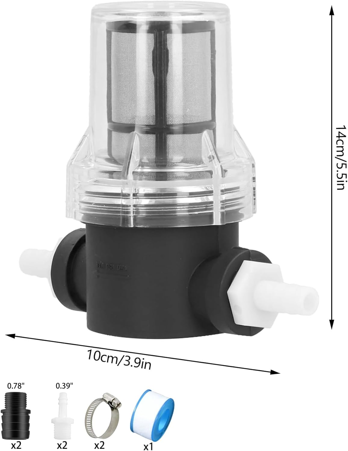 Inline Beer Filter, 100 Mesh 150 Micron Water Filter Plastic T Strainer Filtration Device, Gravity Feeding of Siphon Tube Brewing for Home Brewing Supplies (100 Mesh 150 Micron)