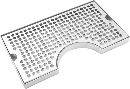Kegerator Beer Drip Trays, Stainless Steel Keg Drip Tray with Non-Slip Rubber Pad, Premium Metal Beer Tower Drip Pan for Home Bar Mini Fridge without Drain