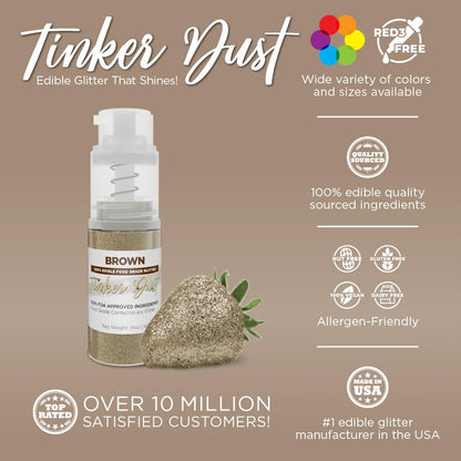 Bakell - Brown Tinker Dust (4g, 1x Mini Spray Pump) Edible Glitter for Food, Desserts, and Beverages!