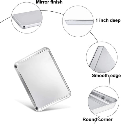 TeamFar Toaster Oven Pan Tray with Cooling Rack, Stainless Steel Toaster Ovenware Pan, Compact 8''x10''x1'', Healthy & Non Toxic, Rust Free & Easy Clean - Dishwasher Safe