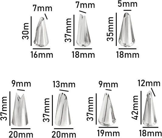 Leaf Piping Bags and Tips Set 7 Pieces Piping Tips Set Cake Decorating Tips Icing Piping Nozzles Set Cupcake Decorating Kit Cupcake Pastry Tool Stainless Steel