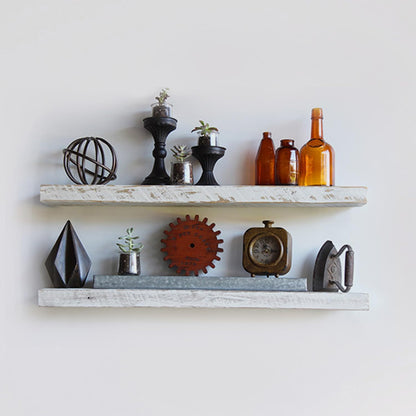 Urban Legacy Reclaimed Barnwood Planks | Floating Shelves for Wall w/Flush Mount Shelf Bracket Set Included | Set of 2 (White Wash, 18"x 7"x 2")