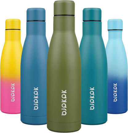 BJPKPK 17oz Insulated Water Bottles Stainless Steel Sports Water Bottles Keep Cold and Hot for Travel Dishwasher Safe,Olive Green