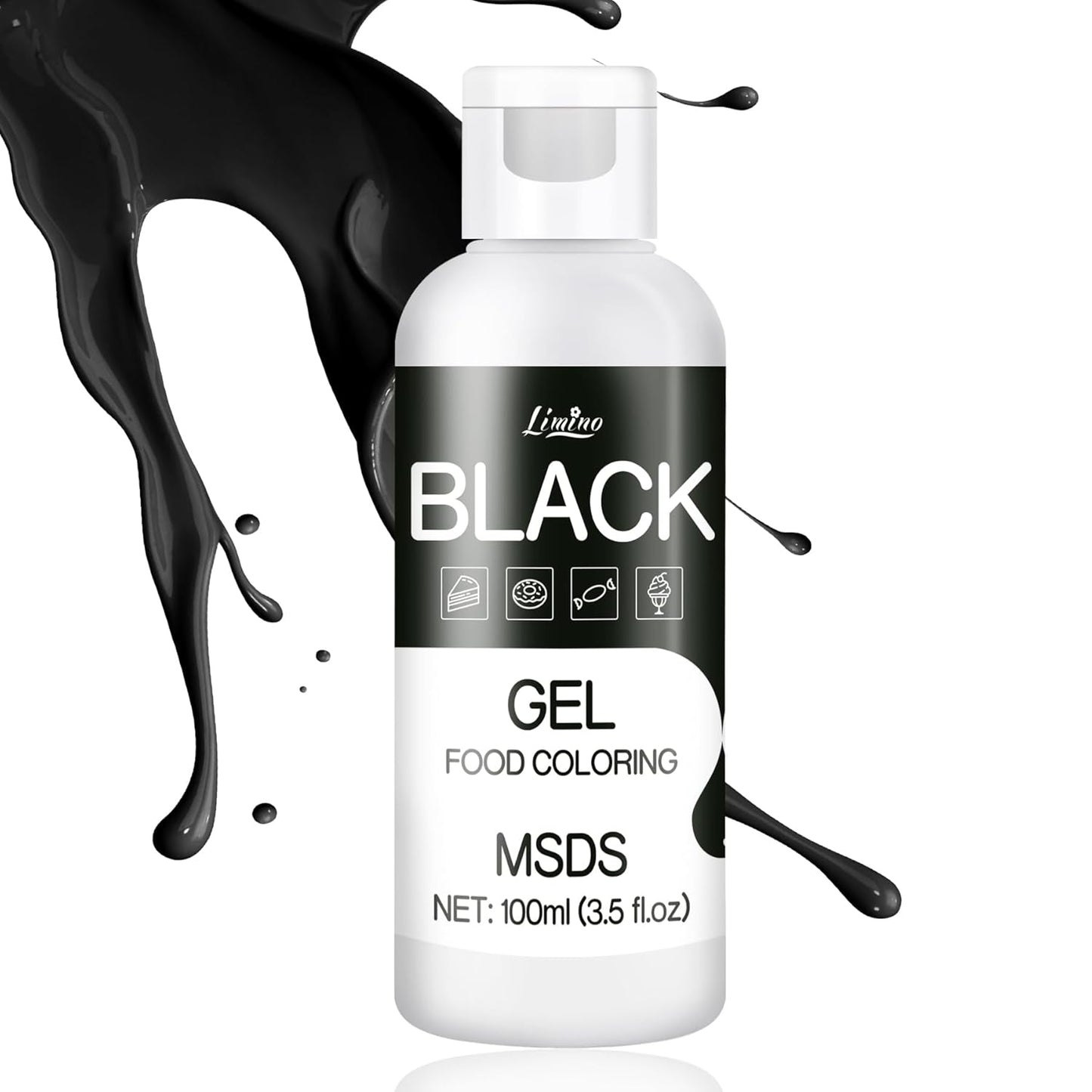 Gel Food Coloring - 4.5oz Vivid Food Coloring Gel for Baking, Cake Decorating, Cookie, Fondant, Macaron - Tasteless Concentrated Edible Food Color Dye for Icing, Slime, Drinks, DIY Crafts (Black)