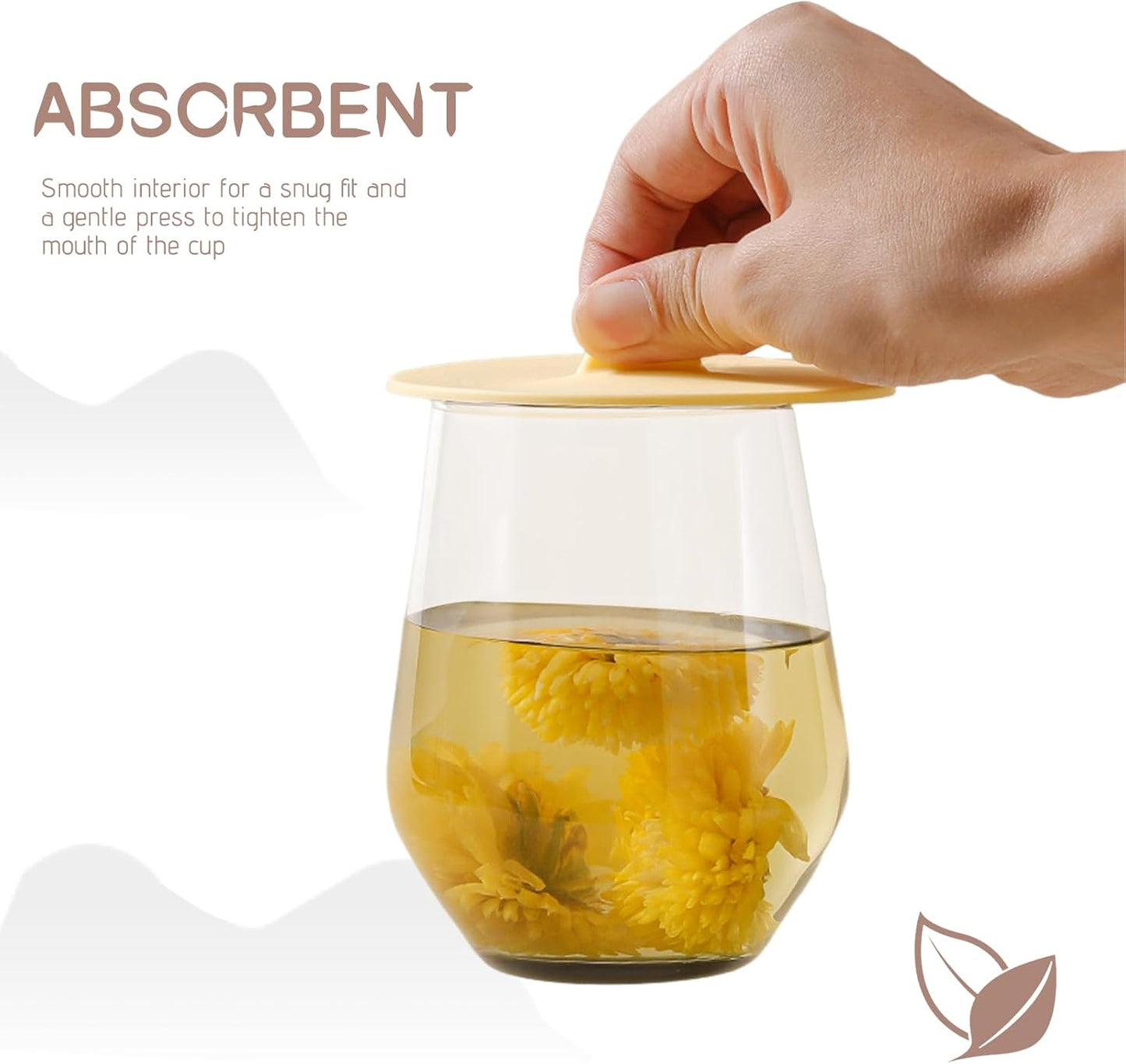 Silicone Cup Lids Silicone Cup Covers 6color Design, Food Grade Anti-dust Airtight Seal Lids for Mugs, Tea Cups, Coffee Cup 3pcs (Yellow+Brown+White)