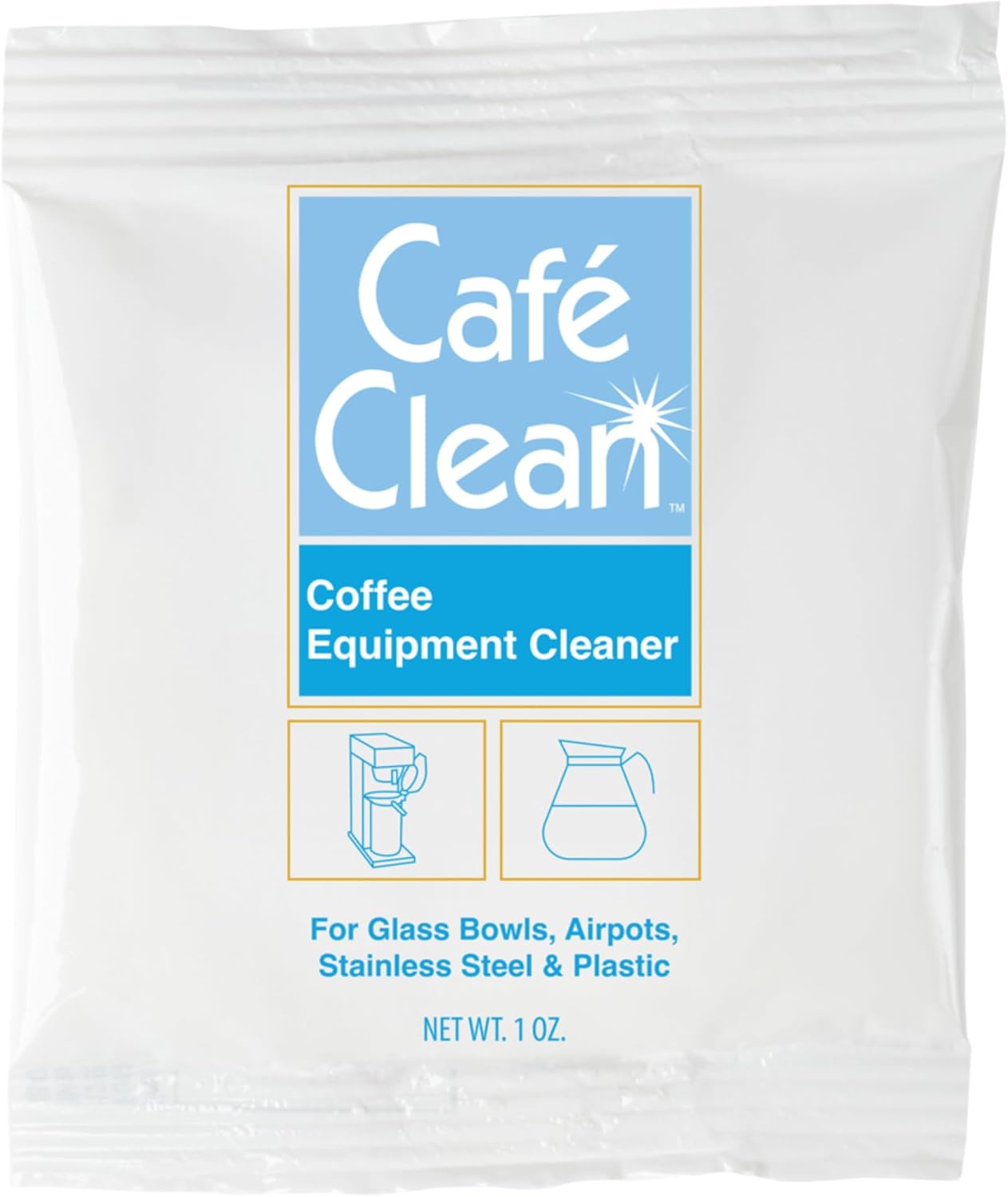 Stera Sheen Coffee Equipment Cleaner, All-Purpose Brewing Equipment, Espresso, Coffee Maker Cleaner, Café Clean Removes Oil, Stain Buildup, from Glass, Plastic & Stainless Steel - 1 Oz. (100 Count)