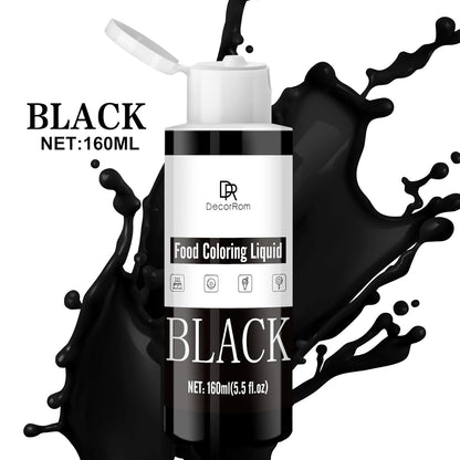 Food Coloring - Vibrant Liquid Icing Food Coloring Set for Baking, Cake Decorating, Easter Egg, Airbrush - Tasteless Food Color Dye for Fondant, Slime, DIY Crafts - 5.5 Fl.oz / 160ml Each (Black)