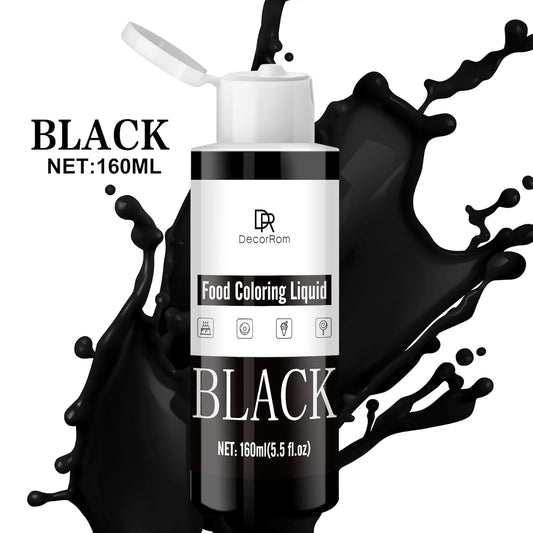 Food Coloring - Vibrant Liquid Icing Food Coloring Set for Baking, Cake Decorating, Easter Egg, Airbrush - Tasteless Food Color Dye for Fondant, Slime, DIY Crafts - 5.5 Fl.oz / 160ml Each (Black)