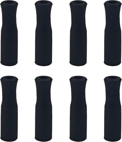 pson 8Pcs Silicone Straw Tips, Food Grade Reusable Anti-Scald/Cold Straw Covers Fit for 8mm Stainless Steel Straws(Black)
