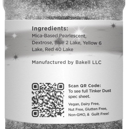 BAKELL Black Shimmer Edible Glitter, 45 Grams | TINKER DUST Edible Glitter | KOSHER Certified | 100% Edible Glitter | Cakes, Cupcakes, Cake Pops, Drinks, Dessert Vegan Glitter & Dusts (45g Shaker, Black Shimmer)