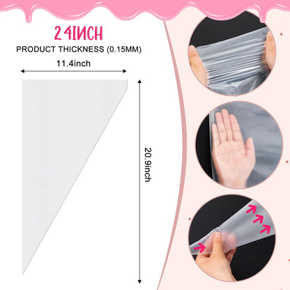 24 Inch Extra Large Piping Bags Disposable, 120Pcs Thickened Icing Piping Bags, Food Grade Cake Decorating Bags for Dessert, Pastry, Cookies, Cupcake Decorating