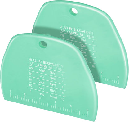 Teenitor 2 Pcs Dough Scraper, Dough Scraper Plastic Bench Scraper, Dough Cutter, Multipurpose Food Scrapers for Dough, Bread Green