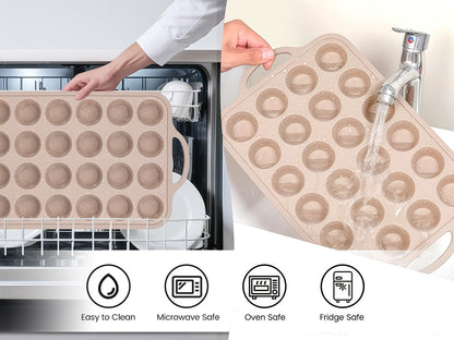 Vinino 2Pack Mini Silicone Muffin Pans for Baking with Metal Reinforced Frame, 24 Cups Mini Size Nonstick Cupcake Pan, BPA Free Oven Dishwasher Safe Baking Mold for Muffins Cupcakes
