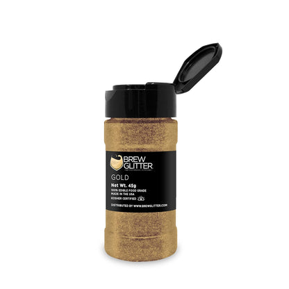 Gold BREW GLITTER Edible Glitter For Drinks, Cocktails, Beer, Garnish Glitter & Beverages | KOSHER & HALAL Certified | 100% Edible & Food Grade | Vegan, Gluten, Nut Free (45g Shaker, Gold)