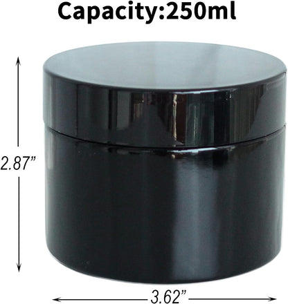 Black Glass Storage Jar 250ml Wide Mouth Airtight UV Protection Container for Spice Coffee