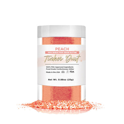 BAKELL Peach Edible Glitter, 25 Grams | TINKER DUST Edible Glitter | KOSHER Certified | 100% Edible Glitter | Cakes, Cupcakes, Cake Pops, Drinks, Dessert Vegan Glitter & Dusts (25g, Peach)