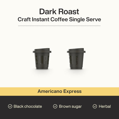 SATURNBIRD Express Instant Coffee, Latte & Americano Flavor Mix—Dark Roast, Instant Cold Brew Iced Coffee, Freeze Dried Arabica Powder, 24 Single Serve Coffee Packets for Traveling Camping Home