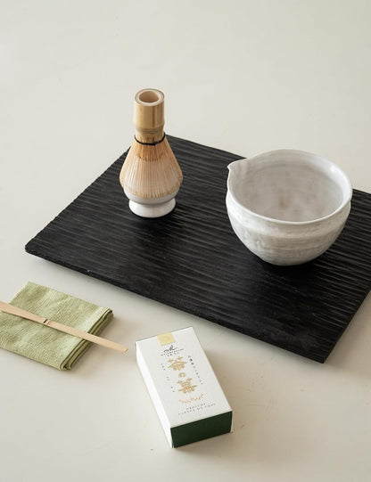 6-pcs Japanese Matcha Whisk Set with Handmade Wabi-Sabi Ceramic Bowl(Chawan),Bamboo Chasen, Whisk Holder, Scoop, Sifter & Tea Towel,Matcha Ceremony Kit,(Light Veil Gray)