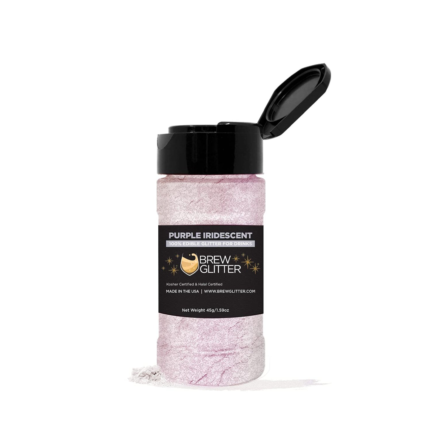 Brew Glitter - Purple Iridescent (45g Shaker 1x Jar) | Color Changing Edible Glitter for Drinks, Cocktails, Beer, Garnish & Beverages