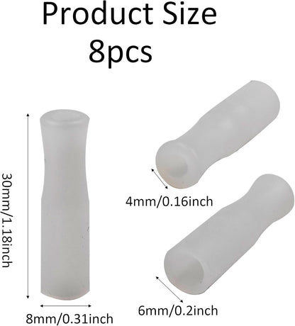pson 8Pcs Silicone Straw Tips, Food Grade Reusable Anti-Scald/Cold Straw Covers Fit for 6mm Stainless Steel Straws(White)