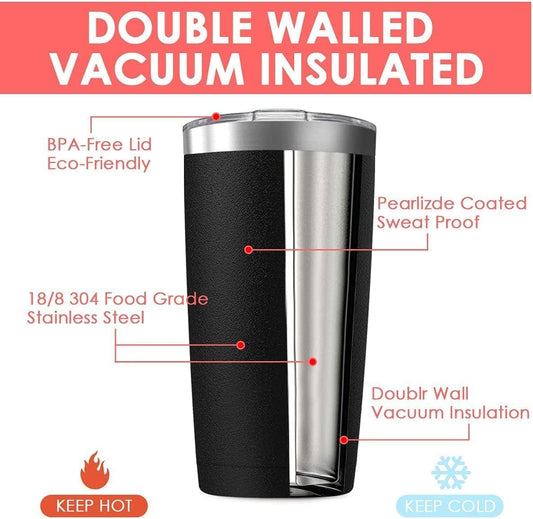 16 Pack 20oz Tumbler Vacuum Insulated Travel Mug with Lids, Stainless Steel Double Wall Bulk Cup for Home, Office, Outdoor Suitable for Vehicle Cup Holders (Navy)